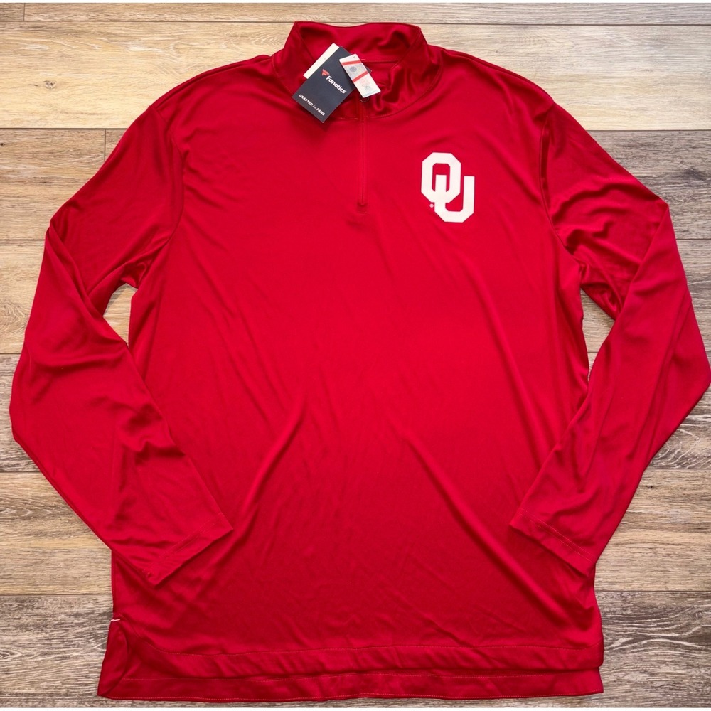 NWT Men's Oklahoma Sooners Fanatics 1/4 Zip Pullover - XXL - Red
